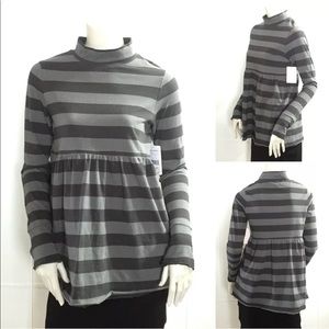 UO Free People striped mock neck baby doll top